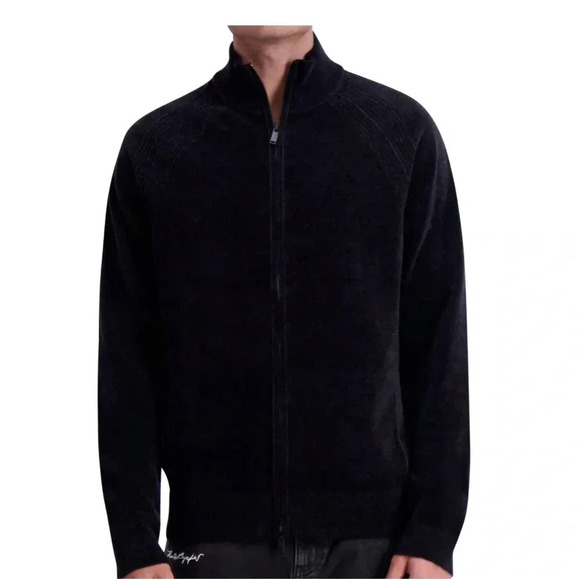 Karllagerfeld Men’s CHENILLE FULL ZIP SWEATER - Picture 1 of 6
